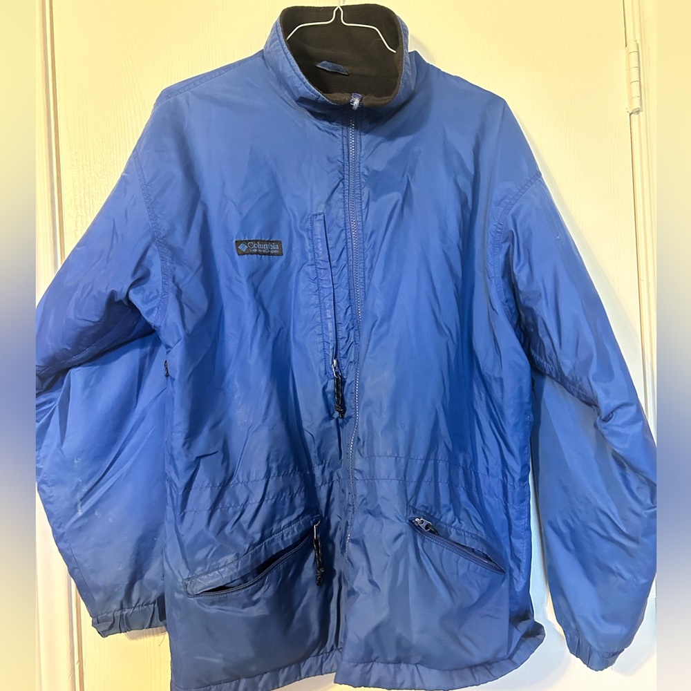 Vintage Columbia Jacket Mens Size XLarge Blue Fleece Lined Soft Shell Coat Ski